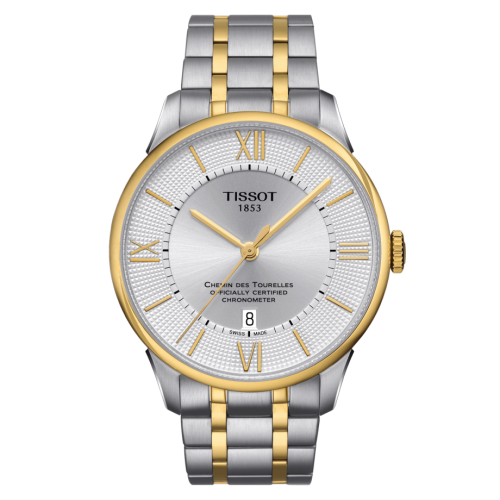 Tissot Chemin Des Tourelles Powermatic 80 COSC 42 Stainless Steel / Yellow Gold PVD / Silver / Bracelet